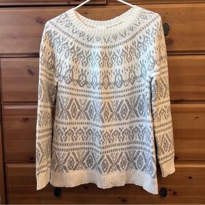 Gray & Cream J.Jill Sweater Crew Neck Long Sleeved